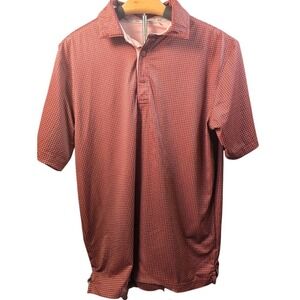 Walter Hagen 11 Mens Small Burgundy Red Grid‎ Print Short Sleeve Golf Polo Shirt